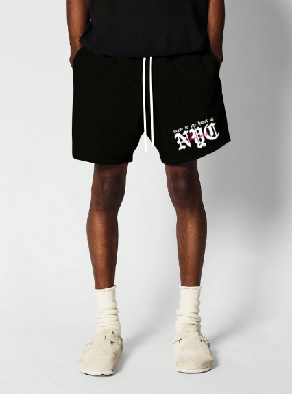 SUMWON Drop Crotch Short With New York City Graphic Print