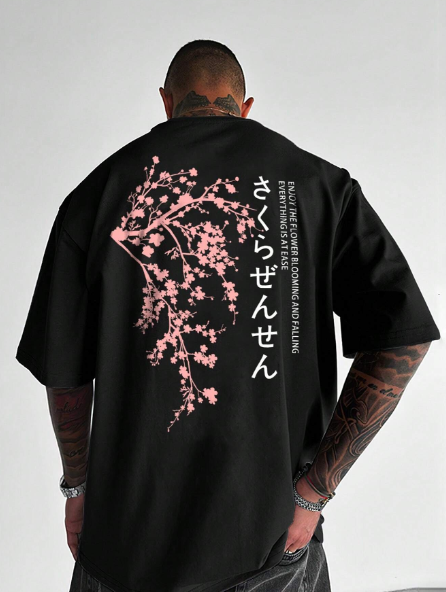 Manfinity Homme Men Plus Floral & Slogan Graphic Tee