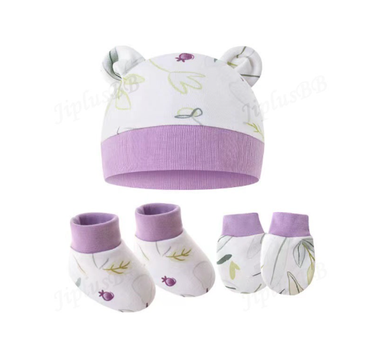 Baby hat Baby Mittens Booties Set newborn cap infant hats fashion Soft Cotton newborns Beanie 25