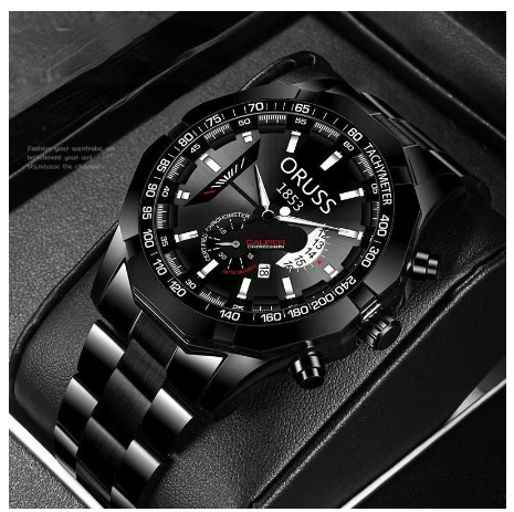 Original ORUSS Men's Stainless Steel Waterproof Luxury Fashion Business Watch Automatic Quartz Wrist Men M14