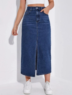 Casual Denim Skirt Long