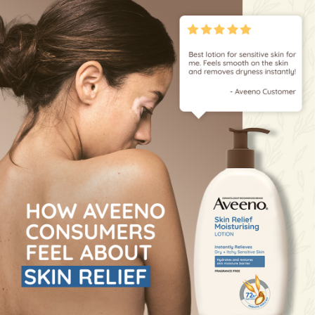 Aveeno Skin Relief Body Lotion 71ml - Lotion for Sensitive/Dry/Itchy Skin, Eczema, Atopic Dermatitis