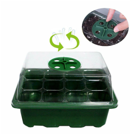 FSF 12 holes Dome Lid Seedling Plant Tray Grow Box Nursery Germinating Propagating