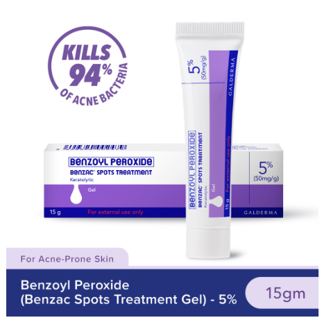 Benzac Benzoyl Peroxide Spots Treatment Gel 5% 15gm (Anti-Acne / Pimple Gel Cream)