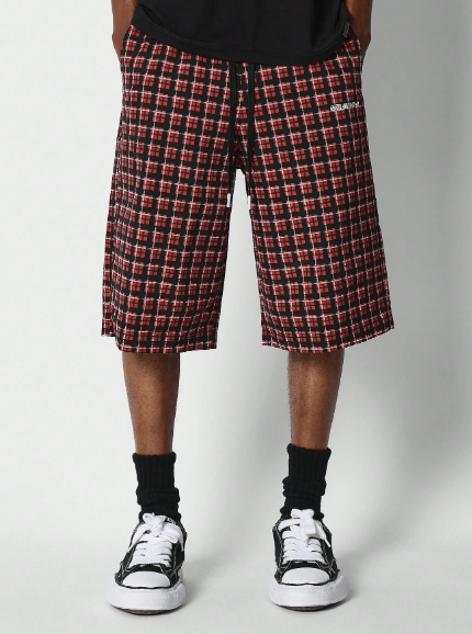 SUMWON Loose Fit Checked Cargo Short
