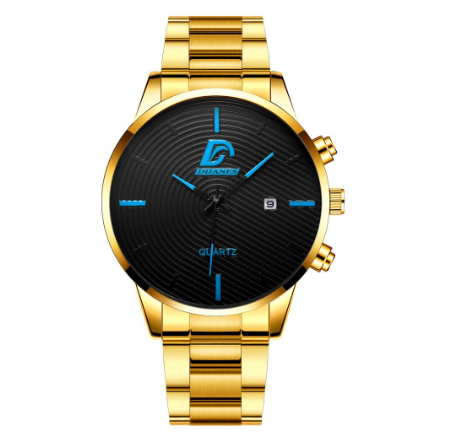 Full Steel Men's Quartz Business Waterproof Watch Men Relo Watch STEEL GOLD BLUE