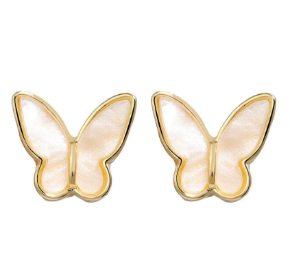 Korean Elegant Cute Rhinestone Butterfly Stud Earrings For Women