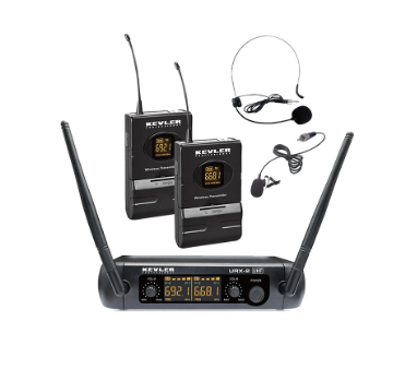 Kevler URX-2 Series Dual UHF Beltpack Lapel / Handheld Wireless Microphone with Antenna Receiver