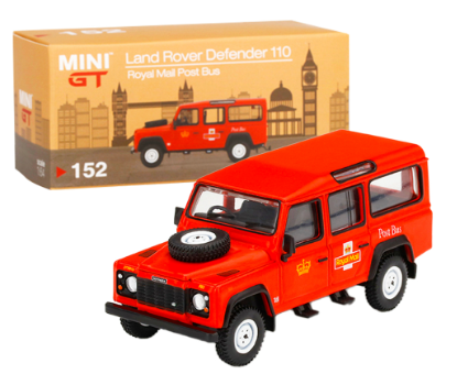 Mini GT Land Rover Defender 110 UK Royal Mail Post Bus (RHD) 1:64 Die-cast