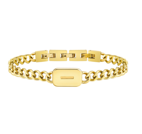 Meaeguet A-Z Initial Bracelet for Men Stainless Steel Cuban Link Chain Gold Bracelet Men Jewelry Gift for Boyfriend I