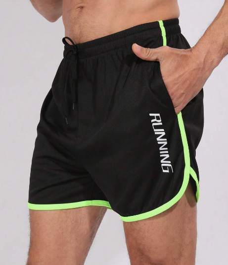 Men's Letter Print Drawstring Waist Sports Running Shorts