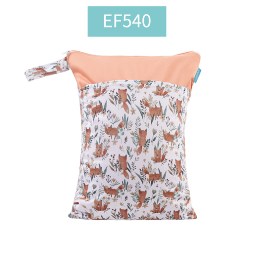 Happy Flute 1PC Reusable Waterproof Fashion Prints Wet And Dry Diaper Bag Double Pocket Cloth Handle Wetbags 30x40CM S6