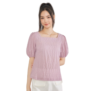 Lovito Women Jacquard Blouse L62ED002 (Pink)