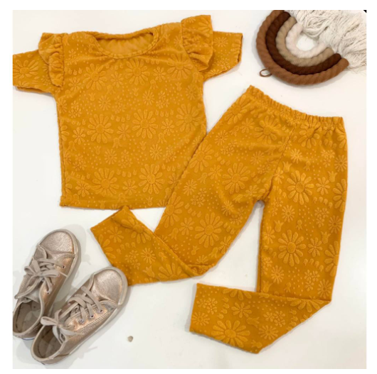 Gwen Kids Ruffle Sleeve Tee and Leggings Terno for Girls D7