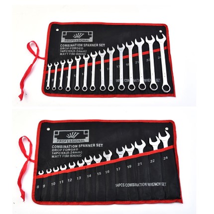 HIKOKL High Steel Tools Dual Purpose Combination Spanner Wrench Set  (14pcs/ 8-24mm)