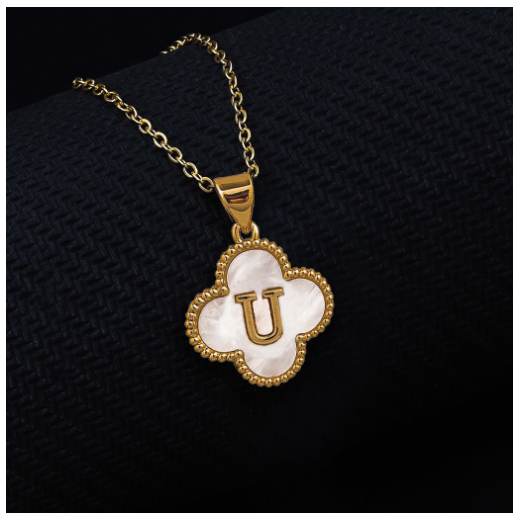 Laj  18k Gold Stainless Steel Initial Necklace SLP LETTER09 with LX885D U