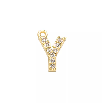 Vnox 9x11.5mm Brass Cubic Zirconia Crystal 26 Letter Charms Pendants for Women Necklace Earring Jewelry Accessories Y