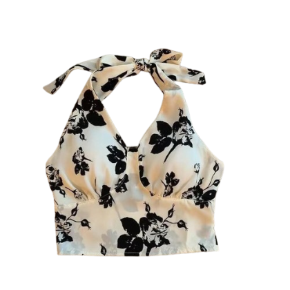 Lovito Casual Floral Smocked Sleeveless Tank Top for Women LNA11057 (White)