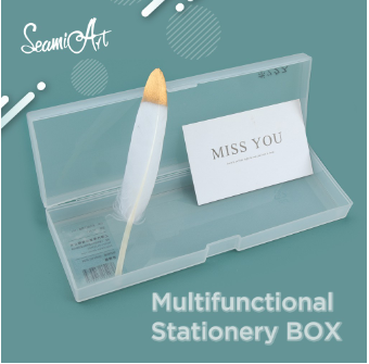 SeamiArt Muji Style Matte Transparent Pencil Case Painting Tool Box Multi-Functional Stationery Box