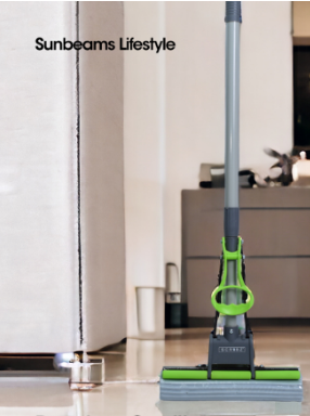 SCRUBZ PVA Sponge Mop 26.5x124cm Microfiber Floor Mop Cleaning Essentials for Home Work Office