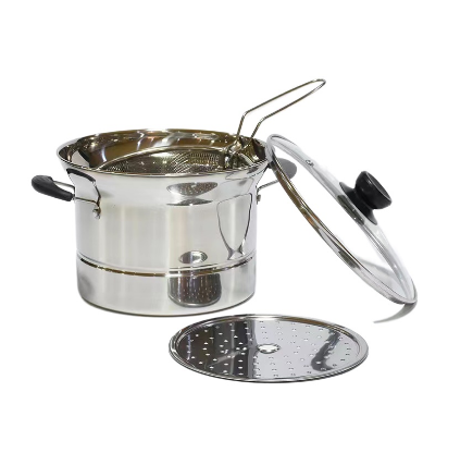 Multifunction Pot 3 in 1 Stainless Steam and Deep Frying Cooking Pot with Boil Basket