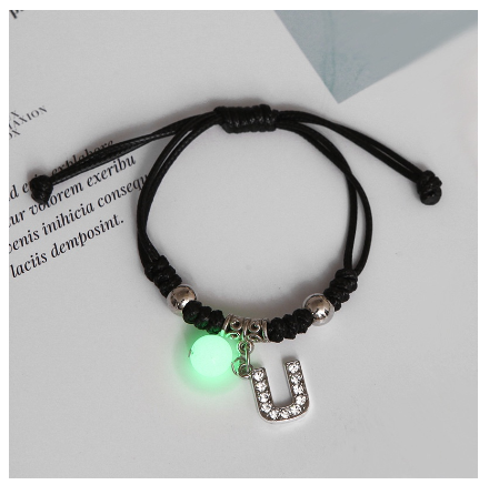 Luminous Couple Bracelet 26 English Letters Crystal Friendship Bracelet Women Men Jewelry Glow in the Dark U