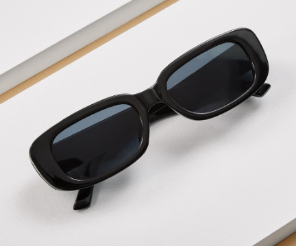 Casual Plain Square Frame Classic Aesthetic Sunglasses Glasses With Box (Black)