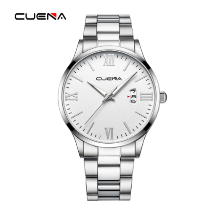 CUENA Original Brand New Men's Watch Simple Luxury Automatic Calendar Fashion Business Sports Stainless Steel Wristband Waterproof Watch 004