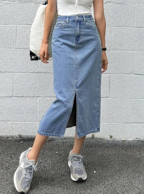 Long Denim Skirt for Ladies