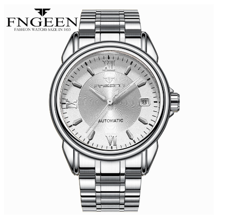 FNGEEN 6602 Men's Automatic Mechanical Watch  SILVER