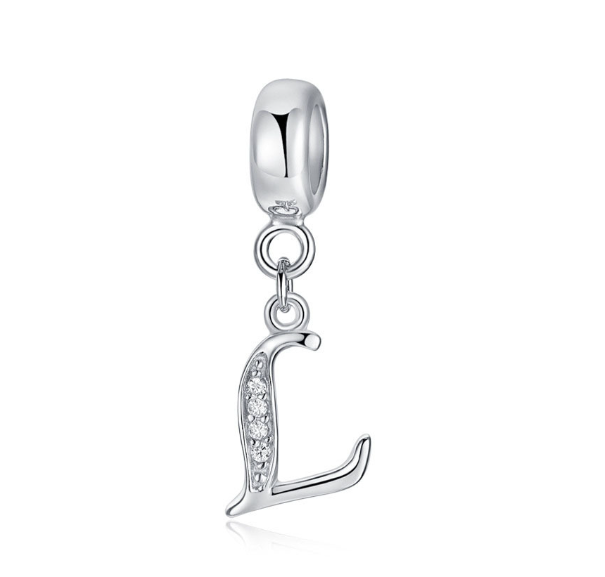 Pandora Letter Charm 925 Silver 26 Letters Diamond Charms Bracelet Pendant L