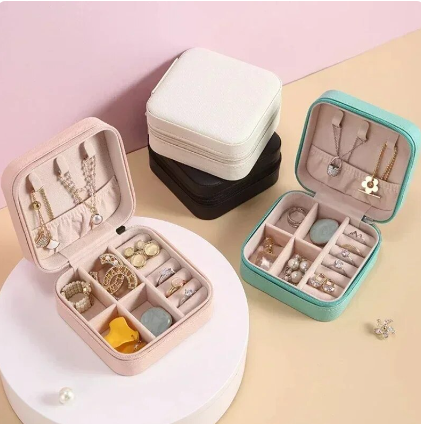 Mini Jewelry Storage Box Portable Earrings Necklace Ring Storage Case Travel Jewelry Organizer PU Leather Display Case