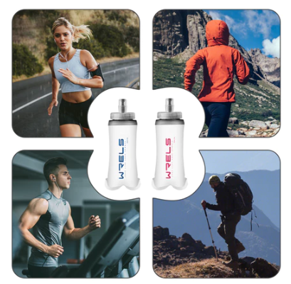 Wrels Soft Flask Folding Water Bottle TPU BPA Free For Running Outdoor Sport