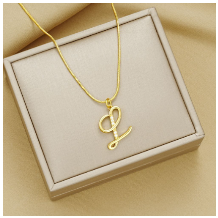 18K Gold Letter Pendant Necklace Retro Snake Chain Choker Diamond Couple Necklaces Jewelry Accessories Gift L