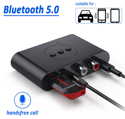 Bluetooth 5.0 Audio Receiver U Disk RCA 3.5mm 3.5 AUX Jack Stereo Music Wireless Adapter