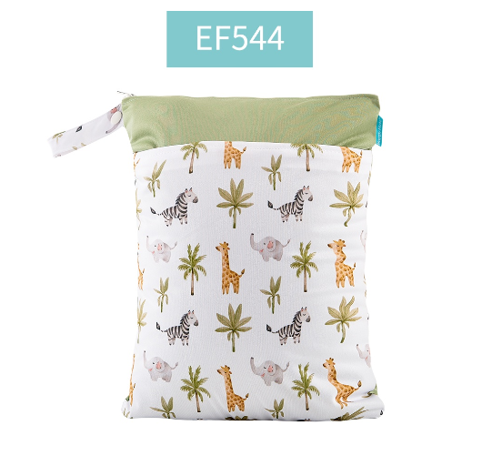 Happyflute 1PC Reusable Waterproof Fashion Prints Wet And Dry Diaper Bag Double Pocket Cloth Handle Wetbags DB4