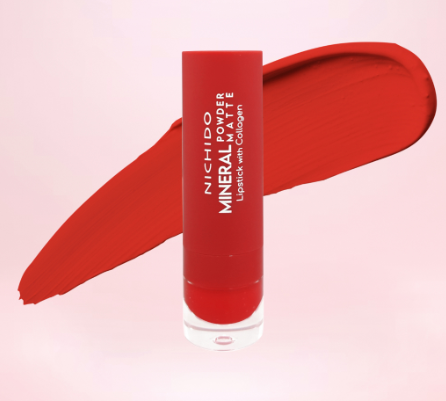 Nichido Mineral Powder Matte Lipstick With Collagen Booster - Hot Red
