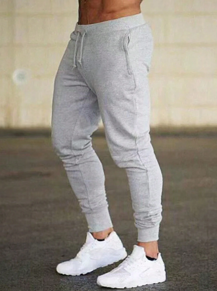 Men New Casual Jogging Sports Elastic Fitness Long Pants With Tapered Leg