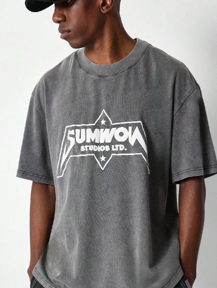 SUMWON Washed Tee With Front Print