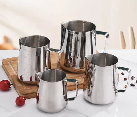 Nipiin Stainless Steel Milk Frothing Jug Coffee Pitcher Latte Serving Pitcher Coffee Mug 350ML/600ML