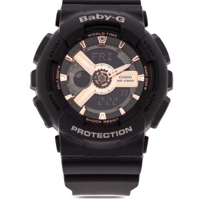 Casio Baby-g BA-110RG-1A Digital Analog Rubber Strap Watch For Women