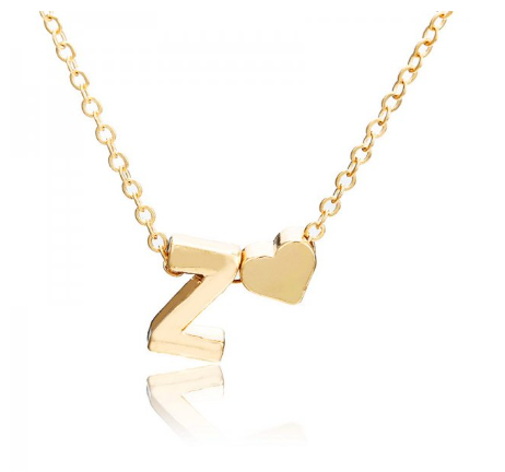 Fashion 26 Letter Pendant Necklace Peach Heart Letter Necklace Clavicle Chain Choker for Men Women Jewelry Gifts Z