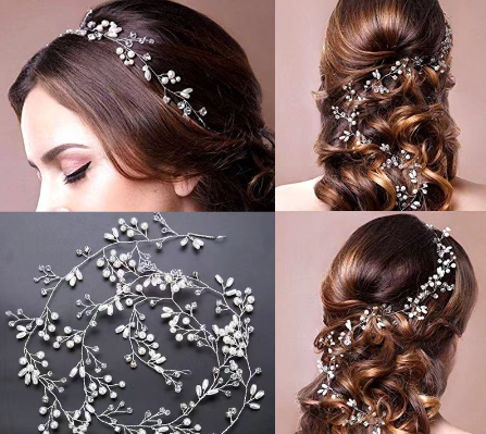 Handmade Wedding Bridal Bridesmaid Rhinestone Pearl Hairband Hair Vine FASHION KOREA