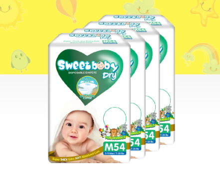 SWEETBABY DRY - JUMBO PACK MEDIUM 54s x 4 PACKS
