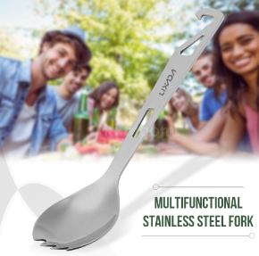 Lixada Stainless Steel Spork with Bottle Opener Lightweight Outdoor Dinner Spork Flatware for Travel Camping