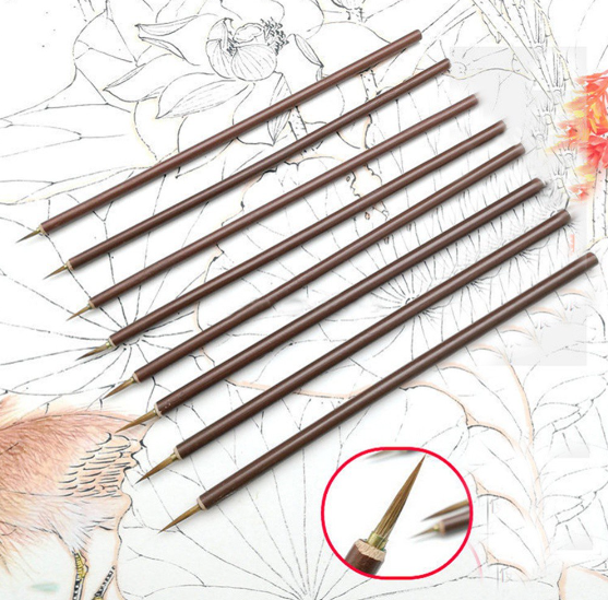 Metal Calligraphy Brush Oil Painting Hook Line Pen Brush Pen 3pcs/set Art Weasel Hair Stationery Paint Brush/Multicolor