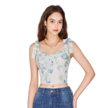 Lovito Women Lace Up Crop Tank Top L59ED024 (White)