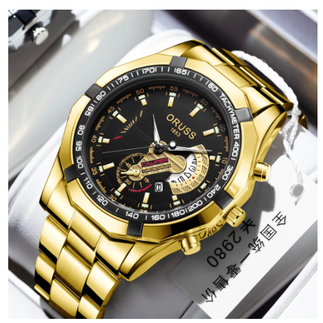 Original ORUSS Men's Stainless Steel Waterproof Luxury Fashion Business Watch Automatic Quartz Wrist Men M7