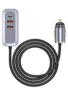 Awei C-835 Dual USB and Dual Type-C Fast Charging 100W Quick Charge Car Charger 1.5 meter Cable Cord