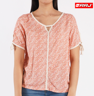 RRJ Ladies Modified Woven Regular Fitting Blouse Rayon Fabric Trendy Fashion 140927-U Peach